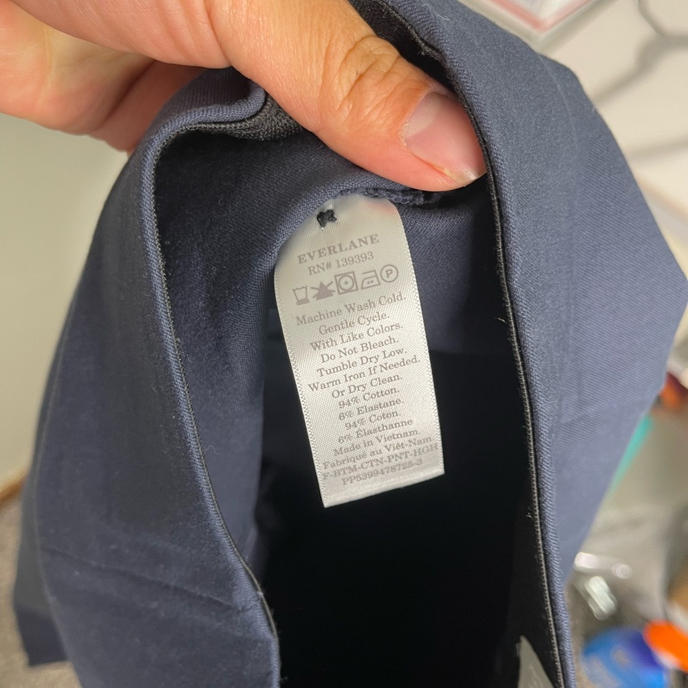 Everlane NWOT Navy Side-Zip Stretch Cotton Skinnt Pull On Work Pants 2 - Picture 6 of 11